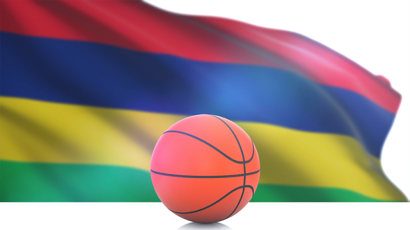 Basketball with Mauritius Flag
