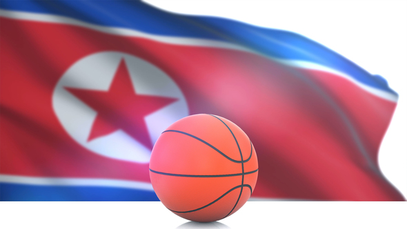 Basketball with North Korea Flag