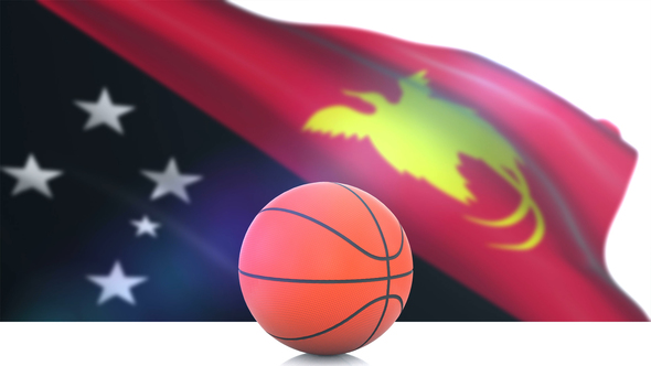 Basketball with Papua New Guinea Flag alt
