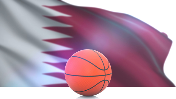 Basketball with Qatar Flag alt