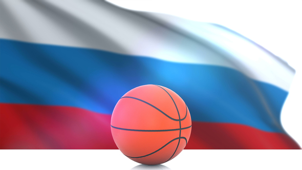 Basketball with Russian Flag