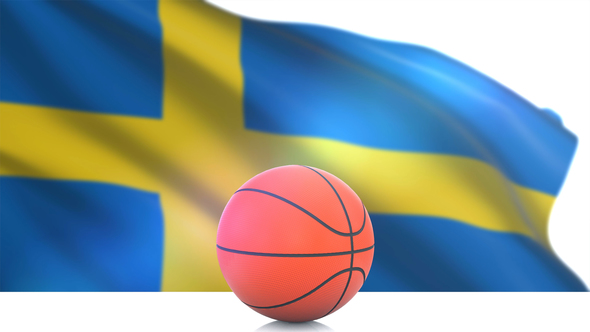 Basketball with Sweden Flag