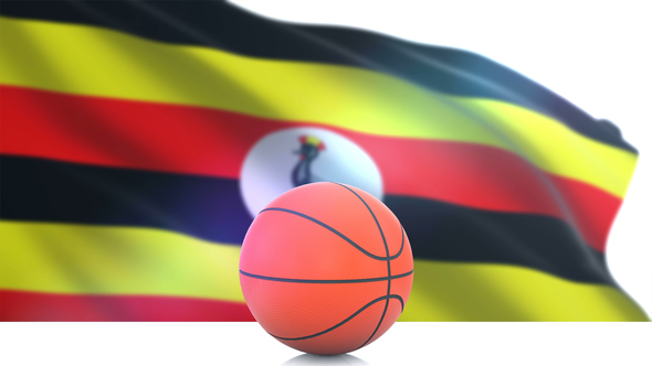 Basketball with Uganda Flag