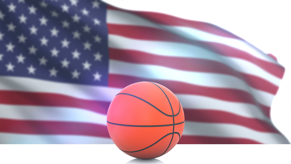 Basketball with United States Flag
