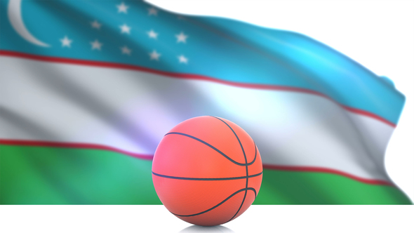 Basketball with Uzbekistan Flag alt
