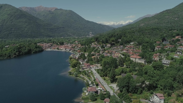 Bicycle Sumer Italy Italian Riviera Houses Drone Flight Near the Mountains, Italy Lake, Drone  Natur