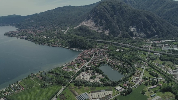 Italian Riviera Houses Drone Flight Near the Mountains, Italy Lake, Drone  Nature Flight Hootel