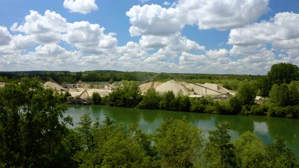 Aerial view of sand quarry, 