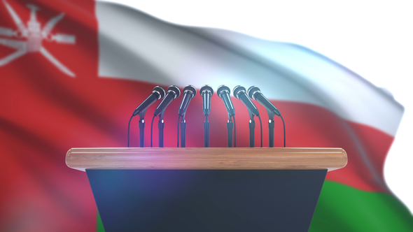 Speech Podium with Oman Flag alt