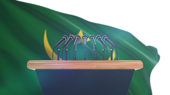 Speech Podium with Mauritania Flag alt