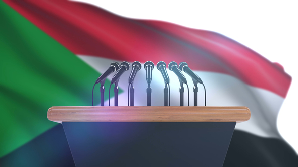 Speech Podium with Sudan Flag alt