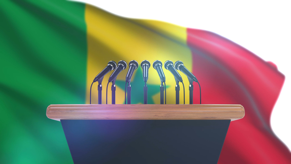 Speech Podium with Senegal Flag alt