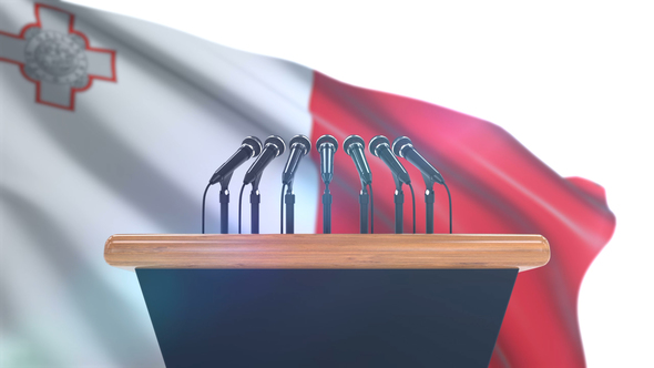 Speech Podium with Malta Flag alt