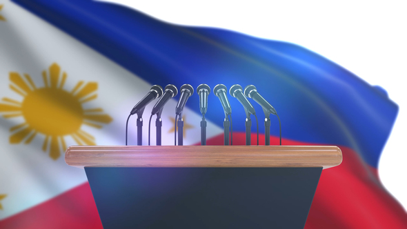 Speech Podium with Philippines Flag alt