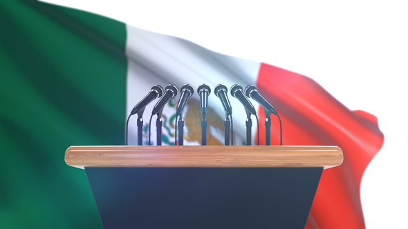 Speech Podium with Mexico Flag alt