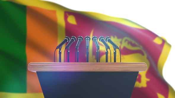 Speech Podium with Sri Lanka Flag alt