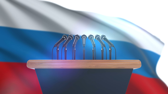 Speech Podium with Russian Flag alt