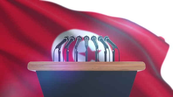 Speech Podium with Tunisia Flag alt
