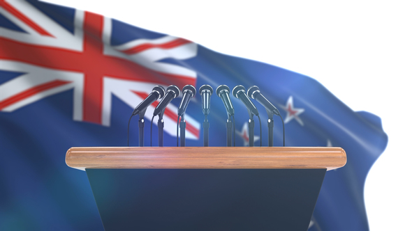 Speech Podium with New Zealand Flag alt