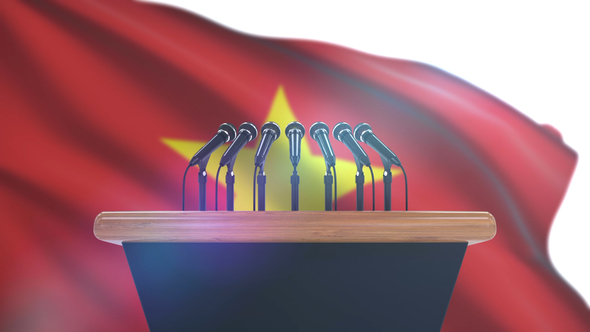 Speech Podium with Vietnam Flag alt