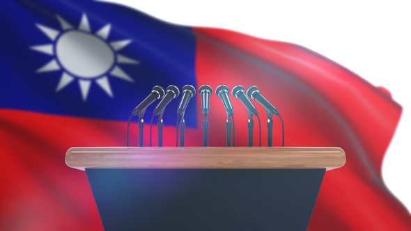 Speech Podium with Taiwan Flag alt