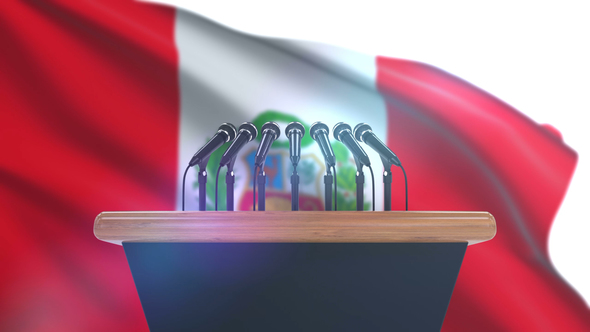 Speech Podium with Peru Flag alt