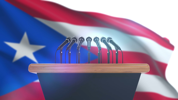 Speech Podium with Puerto Rico Flag alt