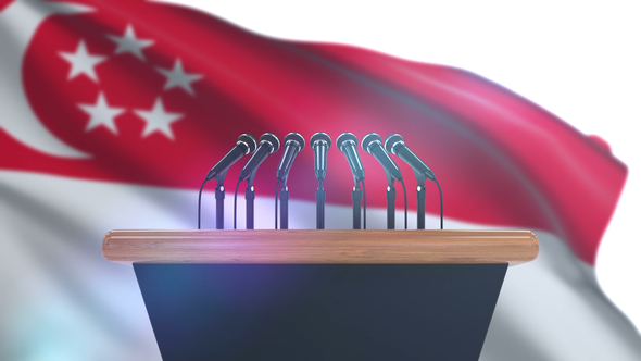 Speech Podium with Singapore Flag alt