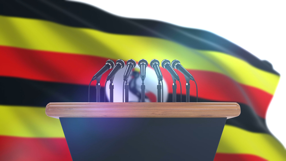 Speech Podium with Uganda Flag alt