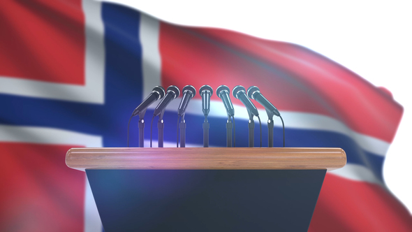 Speech Podium with Norway Flag alt