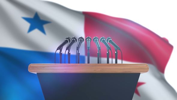 Speech Podium with Panama Flag alt