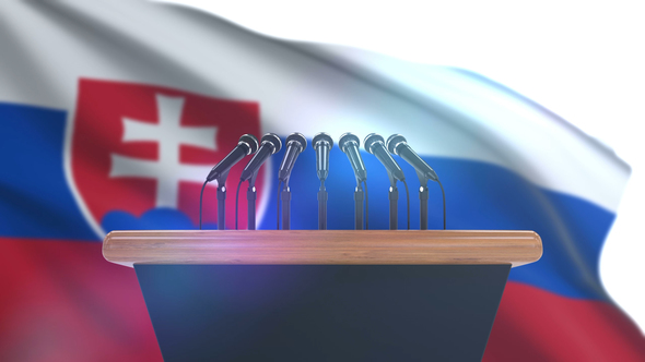Speech Podium with Slovakia Flag alt
