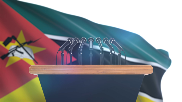 Speech Podium with Mozambique Flag alt