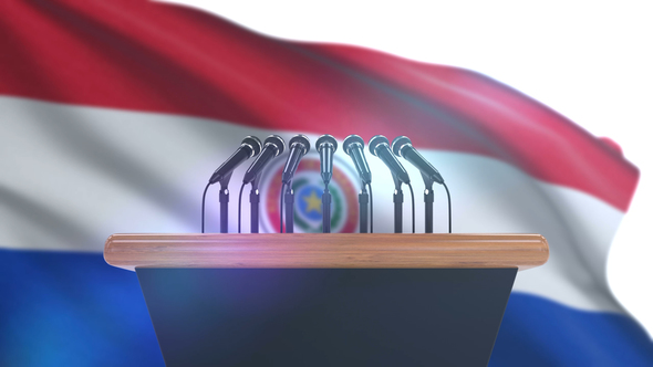 Speech Podium with Paraguay Flag alt