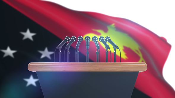Speech Podium with Papua New Guinea Flag alt