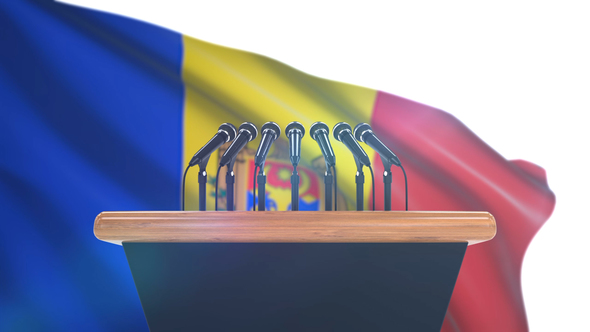 Speech Podium with Moldova Flag alt