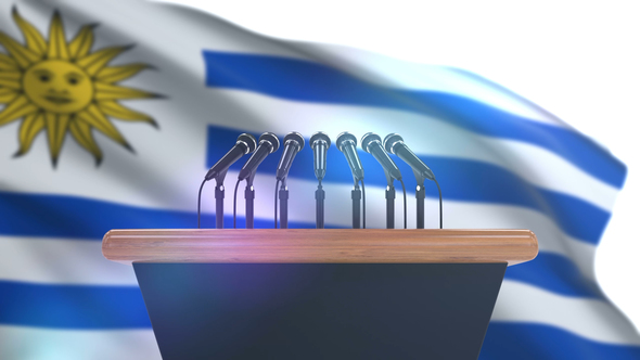 Speech Podium with Uruguay Flag alt