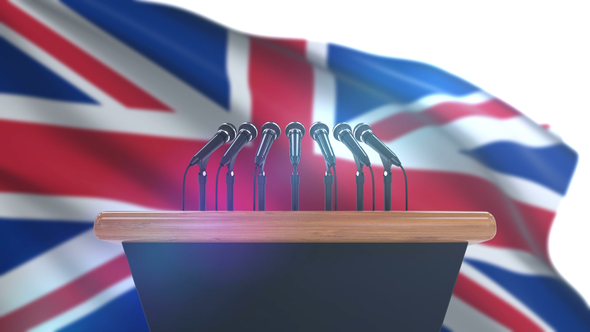 Speech Podium with United Kingdom Flag alt