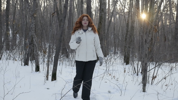 Woman in Winter Woods