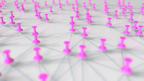 Magenta Pins and Threads Composing a Network alt