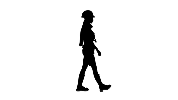 Girl Wearing Helmet and Boots Goes. Silhouette