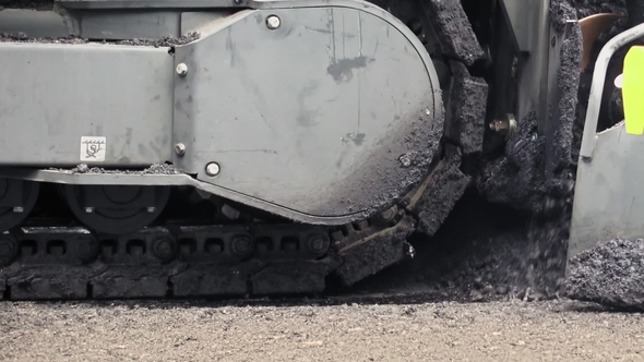 Road Construction Applying New Hot Asphalt