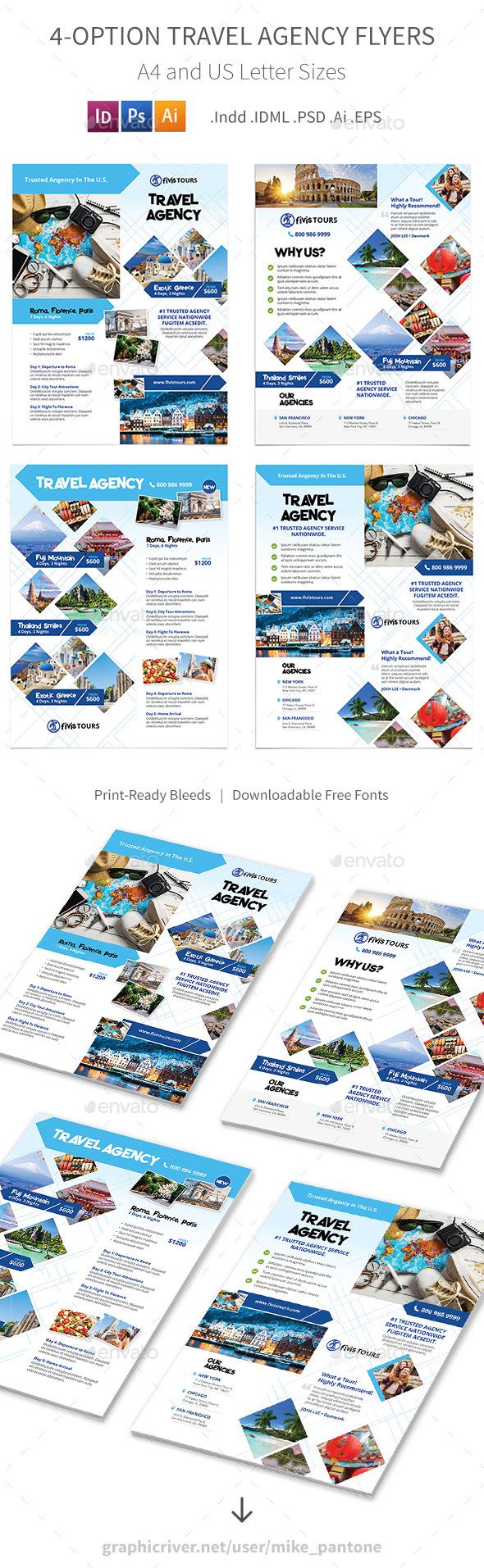 Travel Agency Flyers 3 – 4 Options