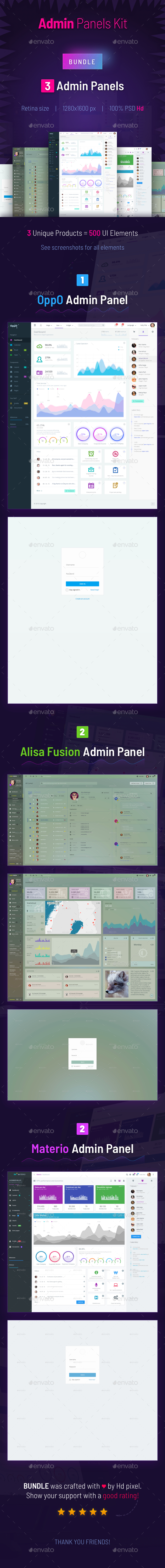 Admin Panels Bundle | 3 Admin Panels Kit