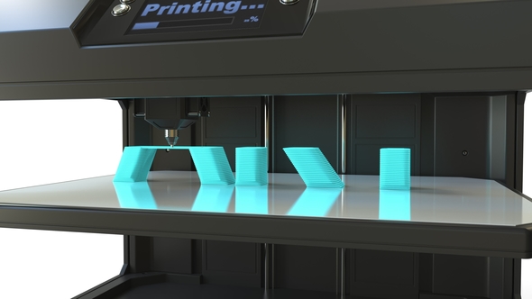 Printing Cyan ART Word with Modern 3D Printer alt