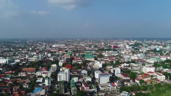 City of Vientiane in Laos seen from the sky
