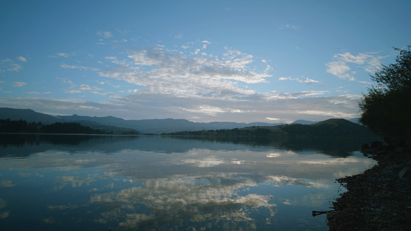 Lake and Mountains at Morning