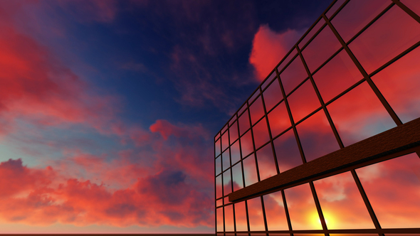 Sunset Reflecting Over Building