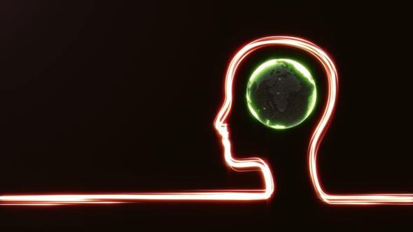 Man's Head with Globe Explosion alt