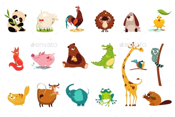 Colorful Flat Vector Set of Funny of Various